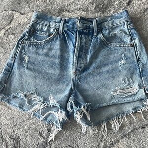 Agolde Light Blue Distressed Jean Shorts